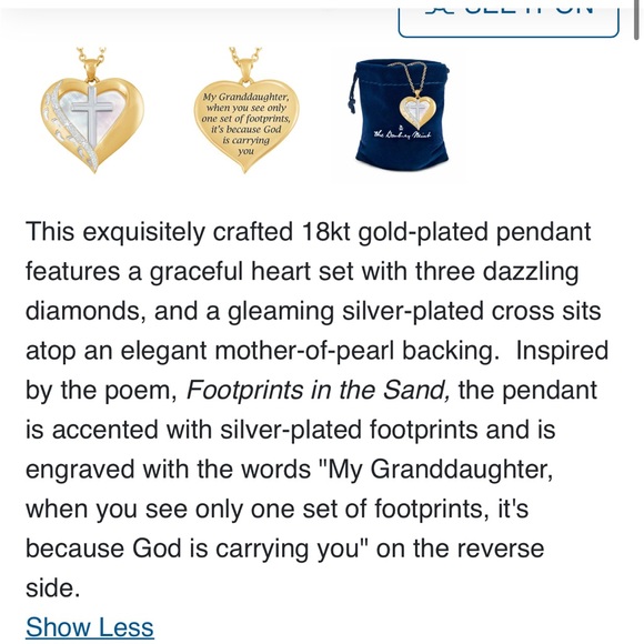 NWT the Danbury mint granddaughter necklace. - gold - Picture 3 of 4